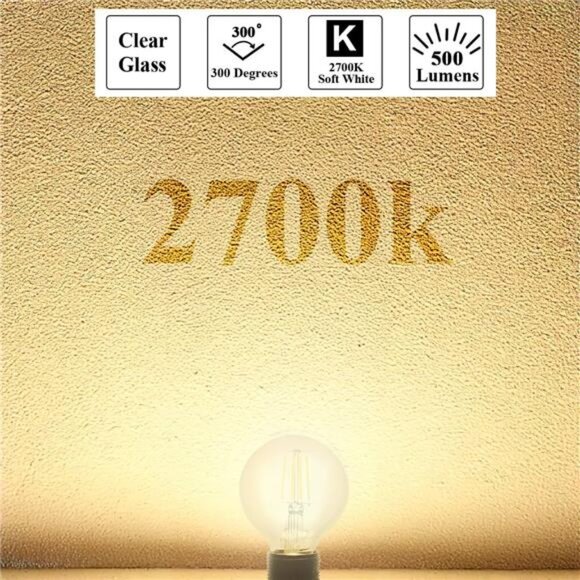 G25 Globe Light Bulbs Dimmable, E26 Base [60W Equivalent], 2700K Soft White - Picture 4 of 7